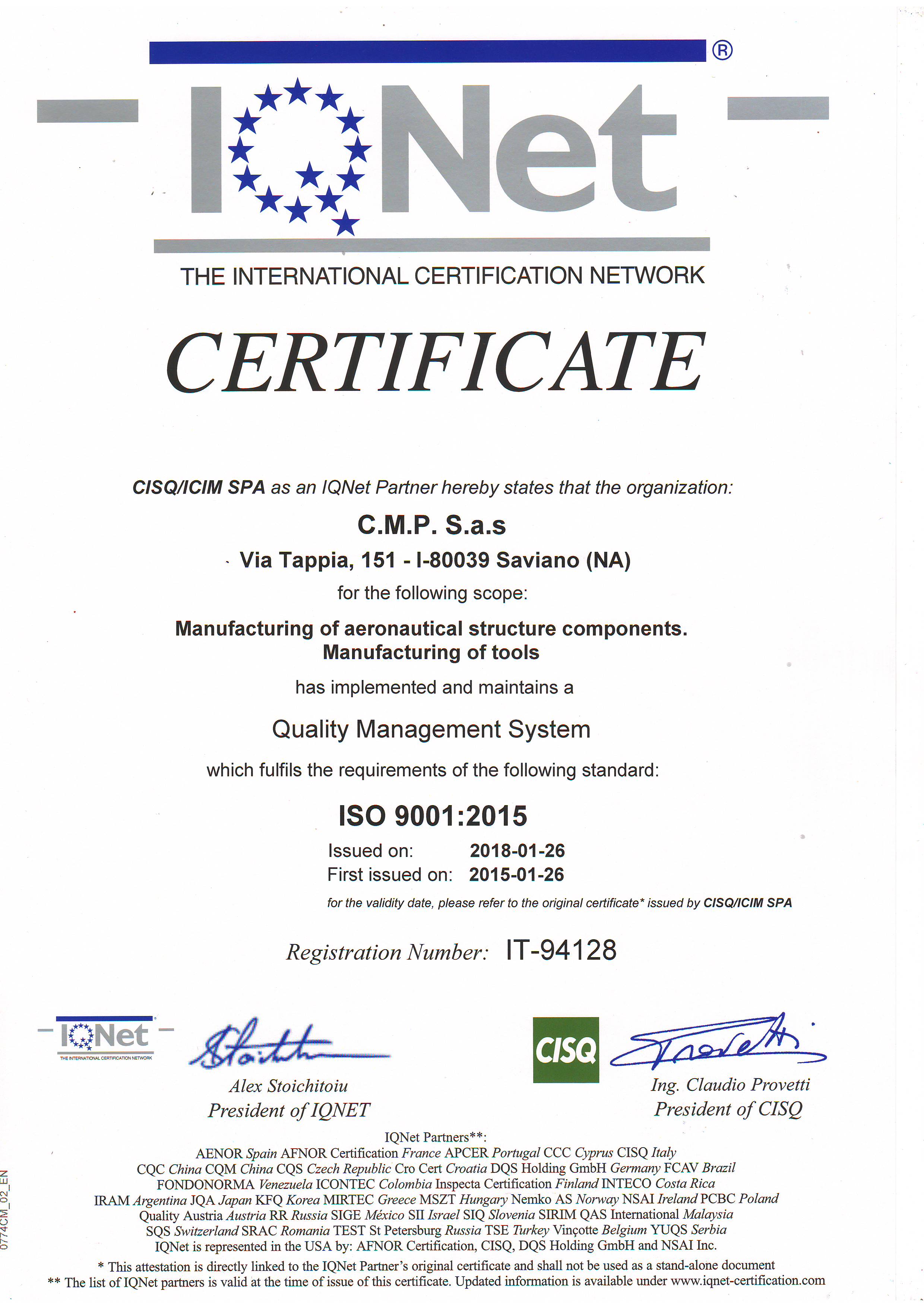 Our IQNET certification