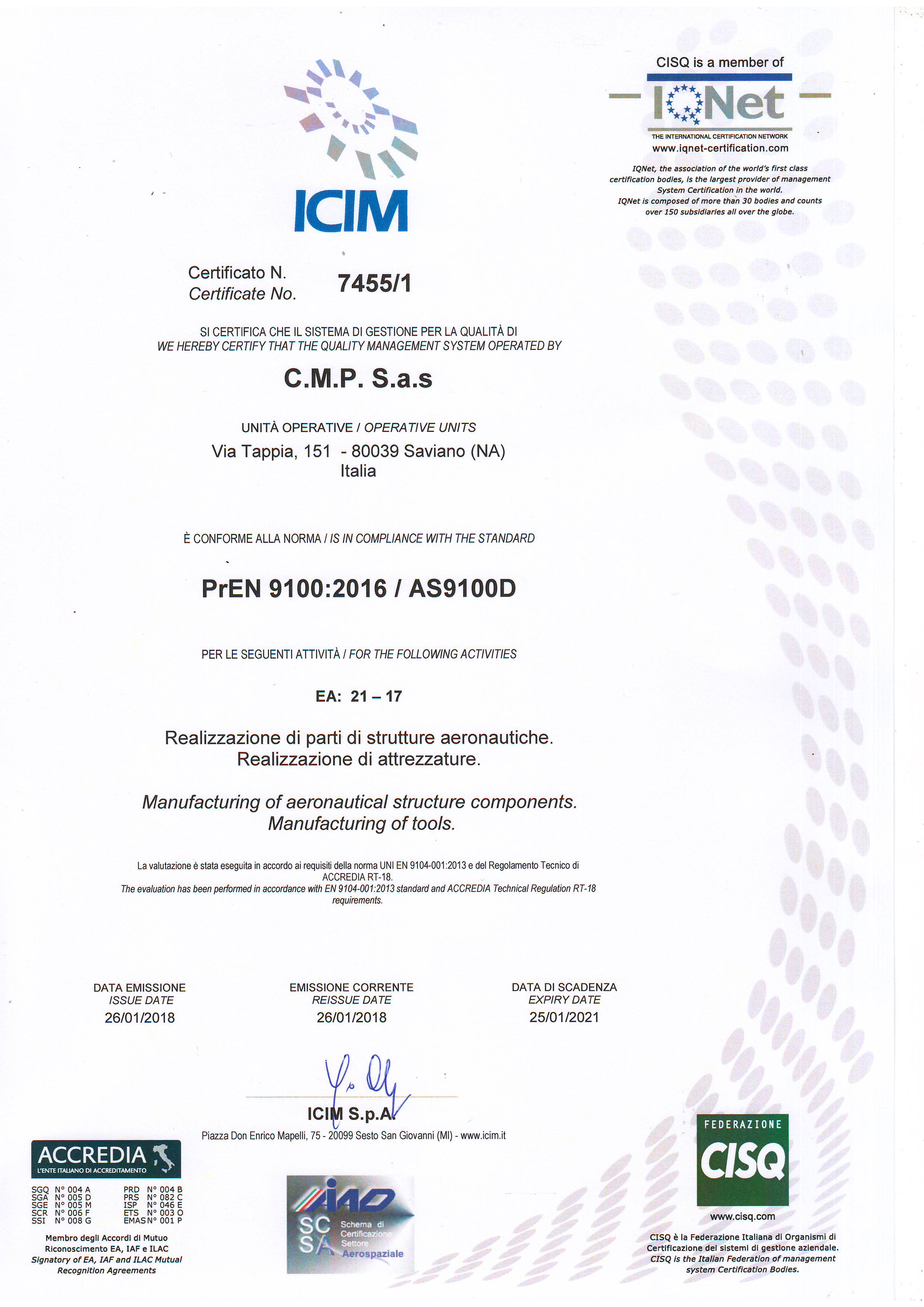 Our ISO EN 9001:2016 certification